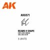 AK Interactive AK6571 BEAMS H SHAPE 4.00 x 4.00 x 350mm – STYRENE – (3 units)